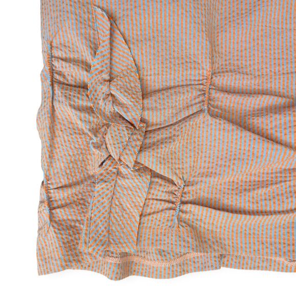 90s Y2k Gathered Seersucker Skirt Sz 8 Peach Blue Pink Stripe EUC - Picture 3 of 8